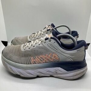 Hoka One One Bondi 7 Lunar Rock Grey Blue Running Shoes Women's Size 9 1110519